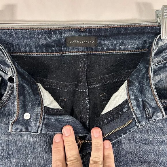 Silver Jeans Women's 28x28 Dark Wash Denim Elyse Straight Mid Rise Cotton Blend - Picture 5 of 10